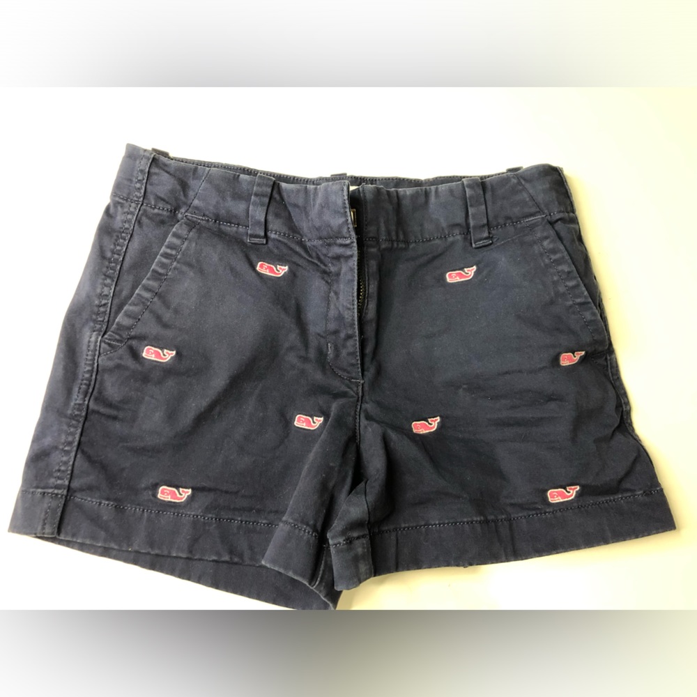 Kids Vineyard Vines Whale Embroidered Navy Blue Blue Cotton Shorts Size 10